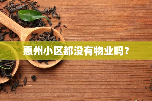 惠州小区都没有物业吗？