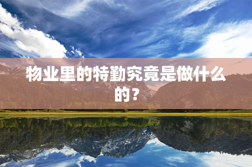 物业里的特勤究竟是做什么的？