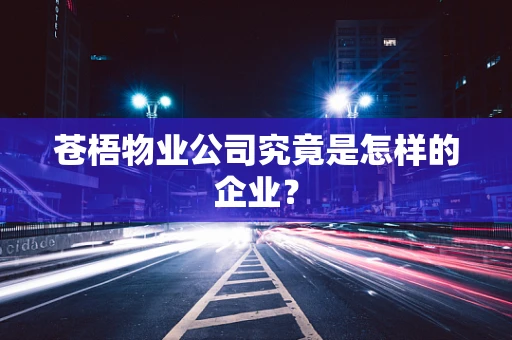 苍梧物业公司究竟是怎样的企业？