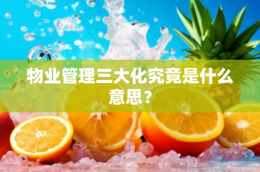 物业管理三大化究竟是什么意思？