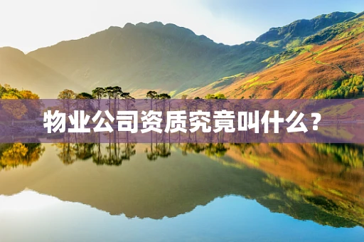 物业公司资质究竟叫什么？